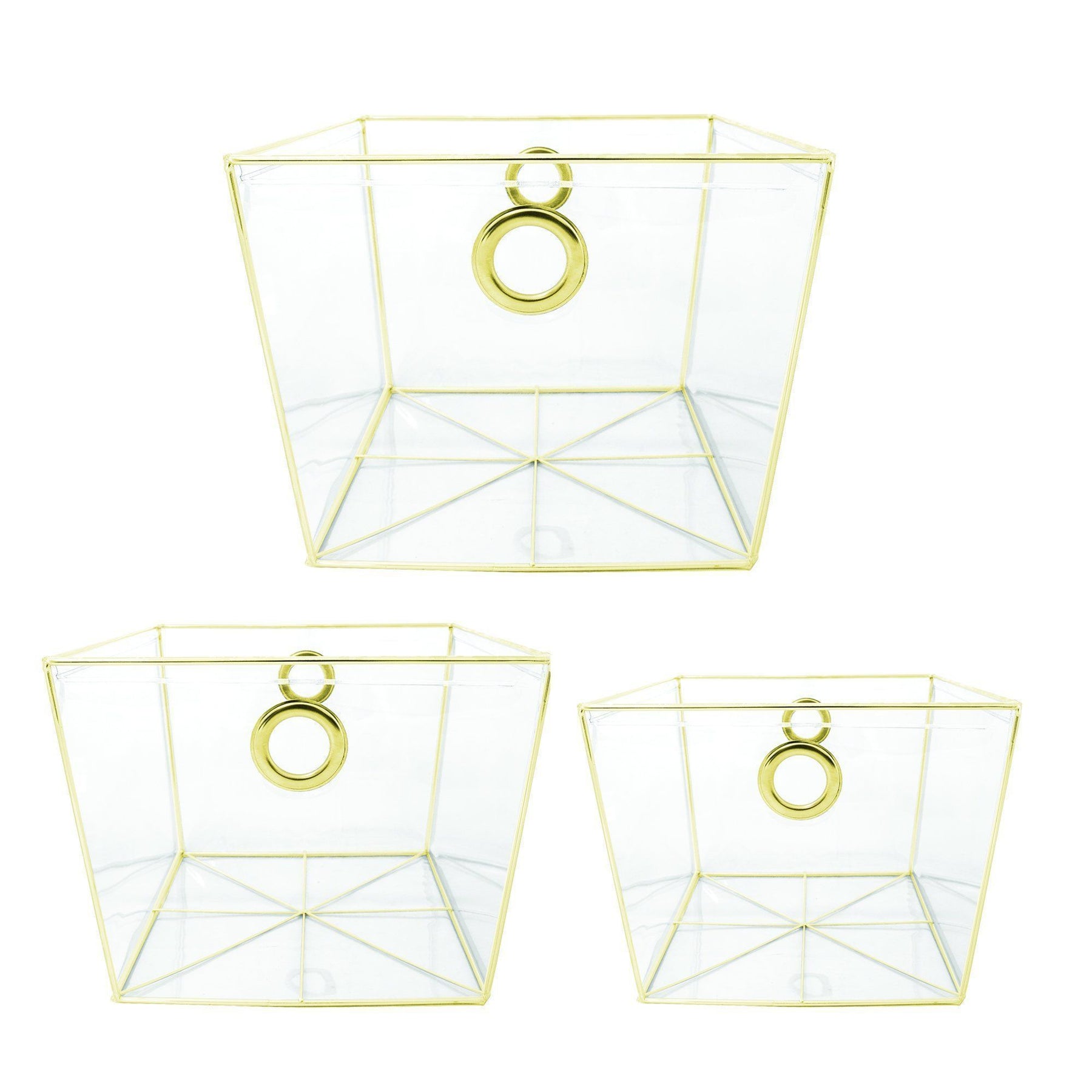 3pc Completely Clear Invisible Storage Bins / Tapered Totes –