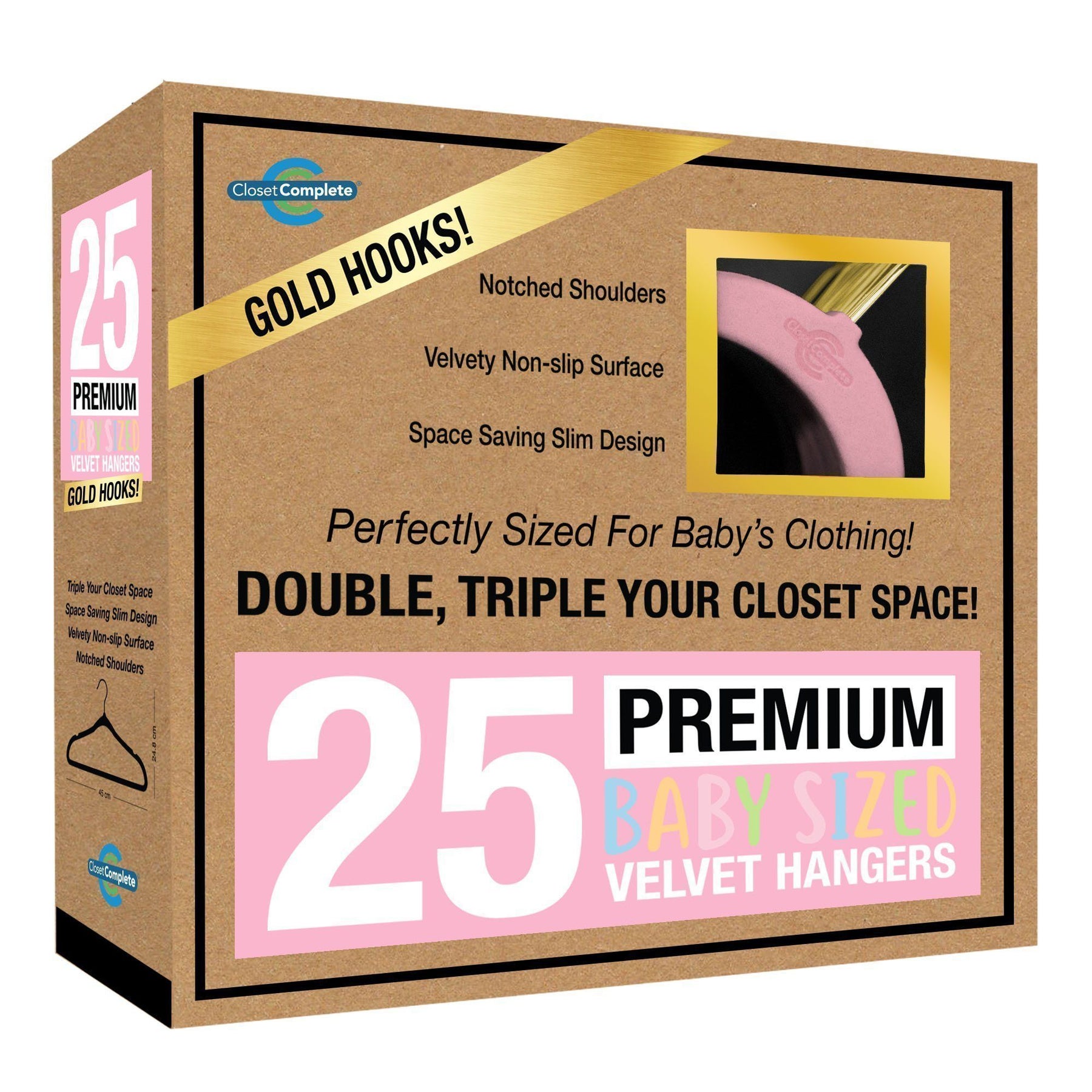 Closet Complete 50 Pack 'Elite Quality' Velvet hangers - Black with Gold  Hooks (more colors available) 